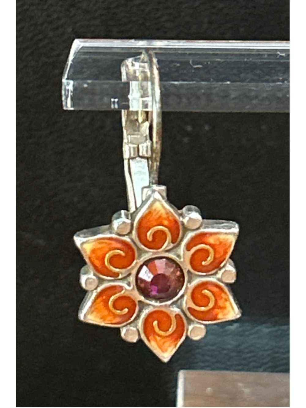 Women's Brighton Garden of Eden orange enamel flower leverback earrings - Picture 3 of 5